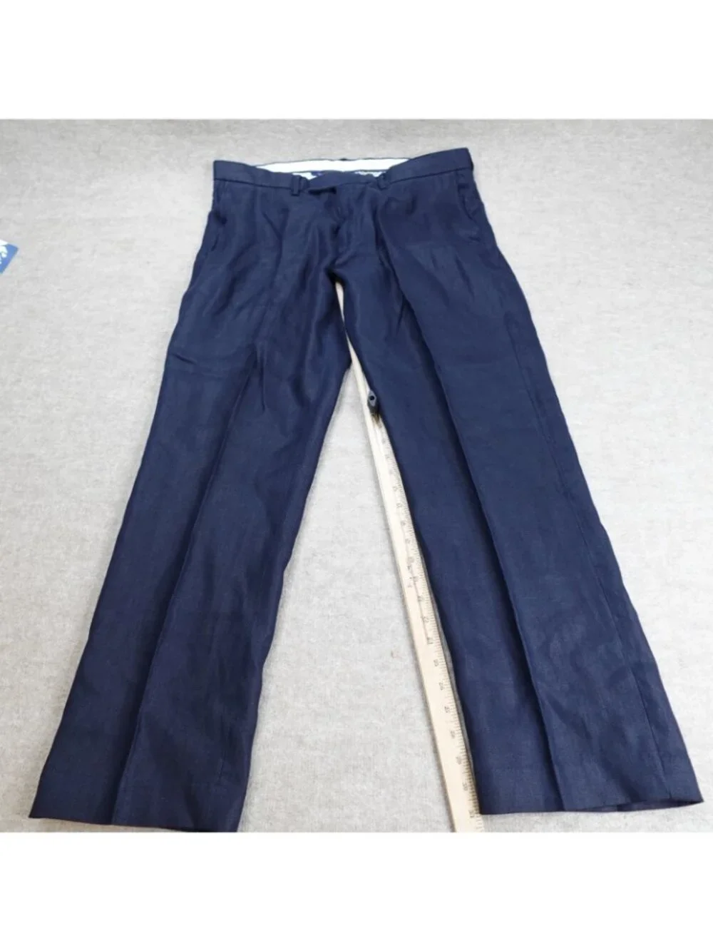 Polo Ralph Lauren Mens Pants 38 x 32 Blue Navy Solid 100% Linen Preston